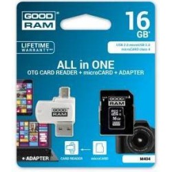 Карта памяти GOODRAM microSDHC 16GB Class 4 All in One + OTG reader