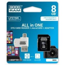 Карта памяти GOODRAM microSDHC 8GB Class 4 All in One + card reader