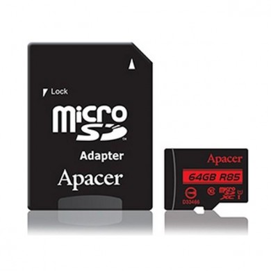Карта памяти Apacer microSDXC 64GB Class 10 UHS-I R85MB/s + SD-адаптер Карта памяти Apacer microSDXC 64GB Class 10 UHS-I R85MB/s + SD-адаптер