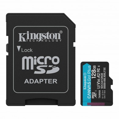 Карта памяти Kingston microSDXC 128GB Canvas Go Plus 200R A2 U3 V30 + SD адаптер