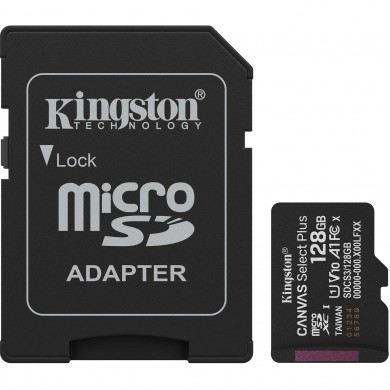 Карта памяти Kingston microSDXC 128GB C10 UHS-I A1 V10 R150MB/s + SD адаптер