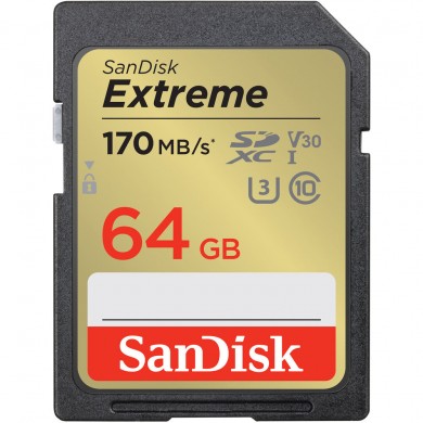 Карта памяти Sandisk SD 64GB C10 UHS-I U3 R170/W80MB/s Extreme V30