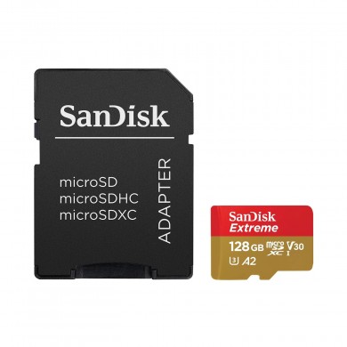 Карта памяти SanDisk microSD 128GB C10 UHS-I U3 R190/W90MB/s Extreme V30 + SD адаптер Карта памяти SanDisk microSD 128GB C10 UHS-I U3 R190/W90MB/s Extreme V30 + SD адаптер