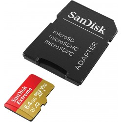 Карта памяти SanDisk microSD 64GB C10 UHS-I U3 R170/W80MB/s Extreme V30 + SD адаптер
