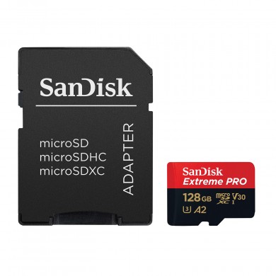 Карта памяти SanDisk microSD 128GB C10 UHS-I U3 R200/W90MB/s Extreme Pro V30 + SD адаптер Карта памяти SanDisk microSD 128GB C10 UHS-I U3 R200/W90MB/s Extreme Pro V30 + SD адаптер