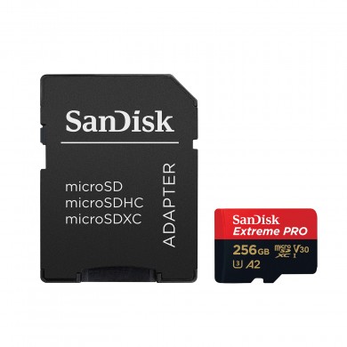 Карта памяти SanDisk microSD 256GB C10 UHS-I U3 RR200/W140MB/s Extreme Pro V30 + SD адаптер Карта памяти SanDisk microSD 256GB C10 UHS-I U3 RR200/W140MB/s Extreme Pro V30 + SD адаптер