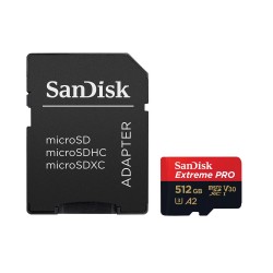 Карта памяти SanDisk microSD 512GB C10 UHS-I U3 RR200/W140MB/s Extreme Pro V30 + SD адаптер