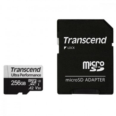 Карта памяти Transcend microSD 256GB C10 UHS-I U3 A2 High Performance + SD адаптер