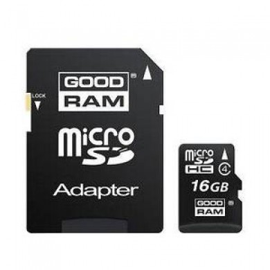 Карта памяти GOODRAM microSDHC 16 GB Class 4 + адаптер Карта памяти GOODRAM microSDHC 16 GB Class 4 + адаптер