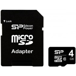Карта памяти Silicon Power microSDHC 4 GB Class 10 + адаптер