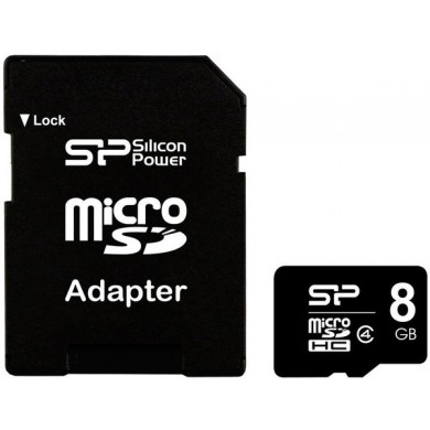 Карта пам'яті Silicon Power microSDHC 8 GB Class 4 + адаптер Карта пам'яті Silicon Power microSDHC 8 GB Class 4 + адаптер