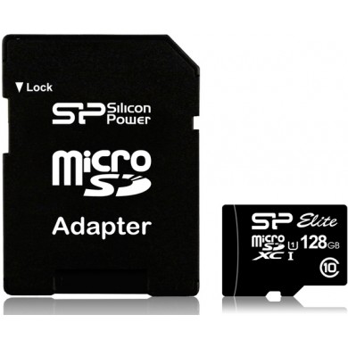 Карта памяти Silicon Power microSDXC 128 GB Class 10 UHS-I Elite + adapter
